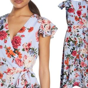 Vince Camuto Blue Floral Wrap Dress
